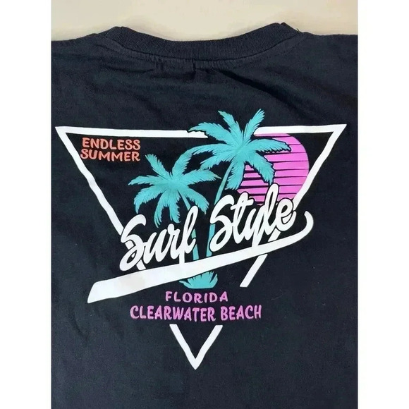 Surf Style Women’s Oversized T Shirt Size L Slightly Cropped Black Florida Vapor - Picture 2 of 10